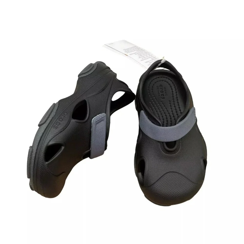 Crocs All Terrain Toddler Boys Fisherman Sandals Size 9 Black Closed Toe Slip-on